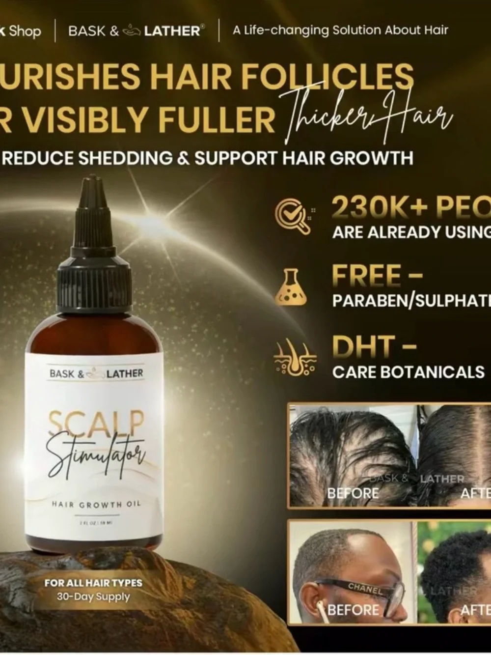 Scalp Stimulator Hair Growth Oil — Amber